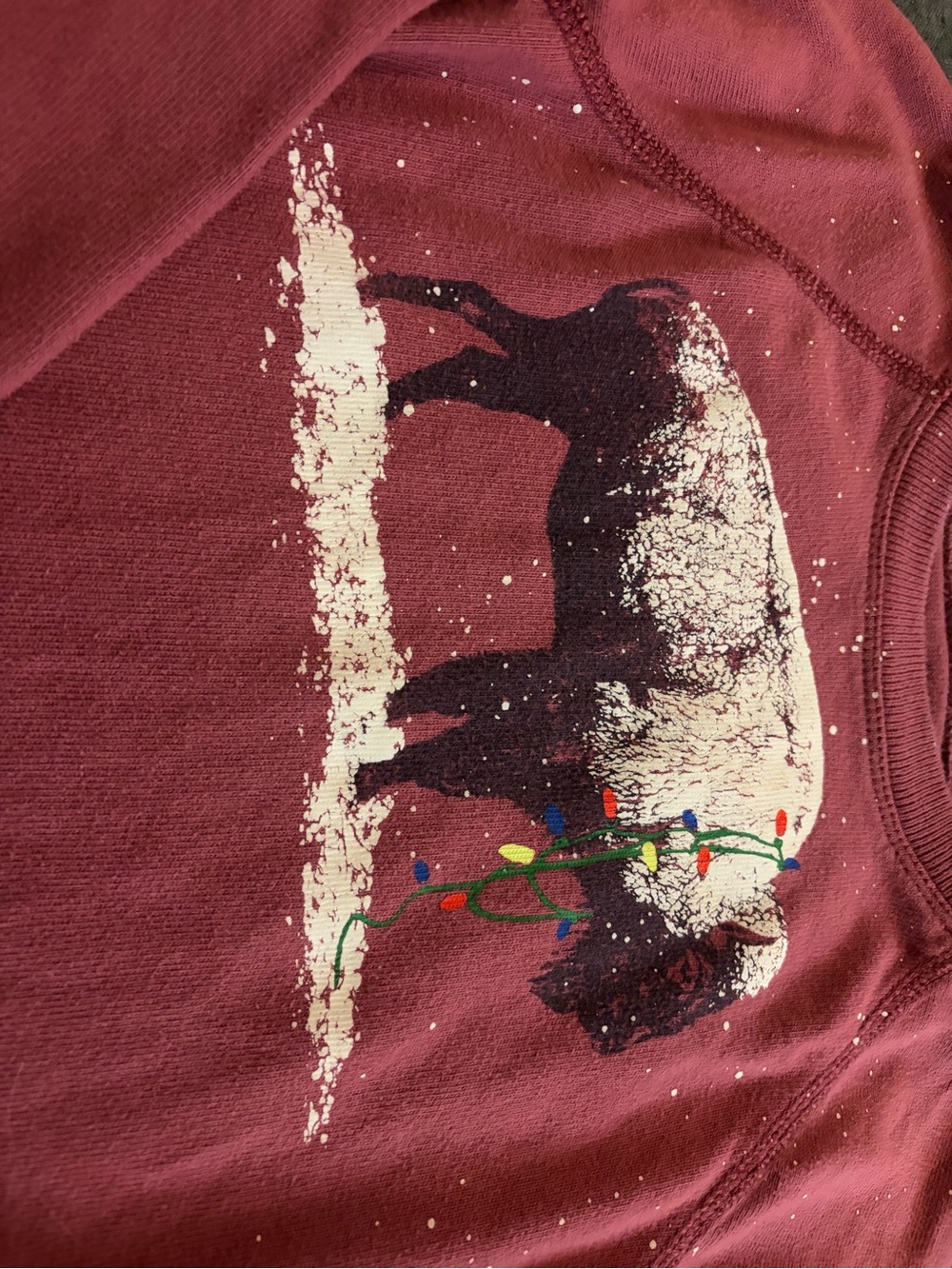Crewcuts Maroon Long-Sleeve Buffalo Christmas Lights Graphic Sweatshirt - Picture 2 of 3